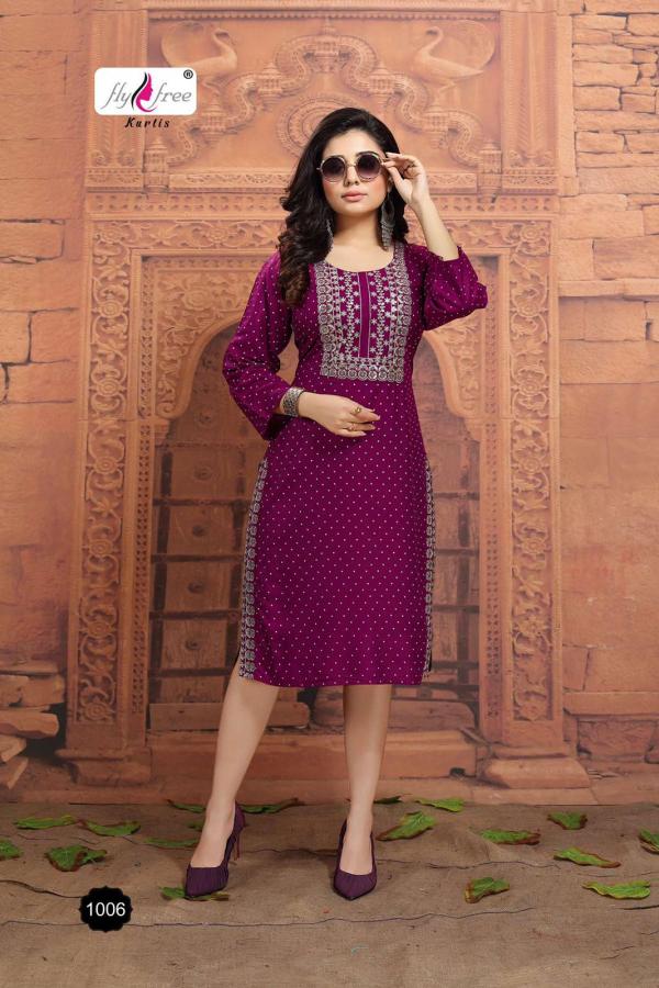 Fly Free Muskan Beautiful Rayon Embroidery Kurti